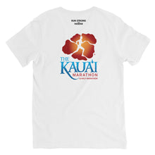 Load image into Gallery viewer, Unisex Short Sleeve V-Neck T-Shirt Kauai Marathon Front &amp; Back printing (Logo Black)
