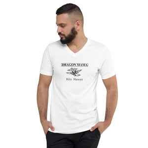 Unisex Short Sleeve V-Neck T-Shirt Dragon Mama Futon Shop (Logo Black)