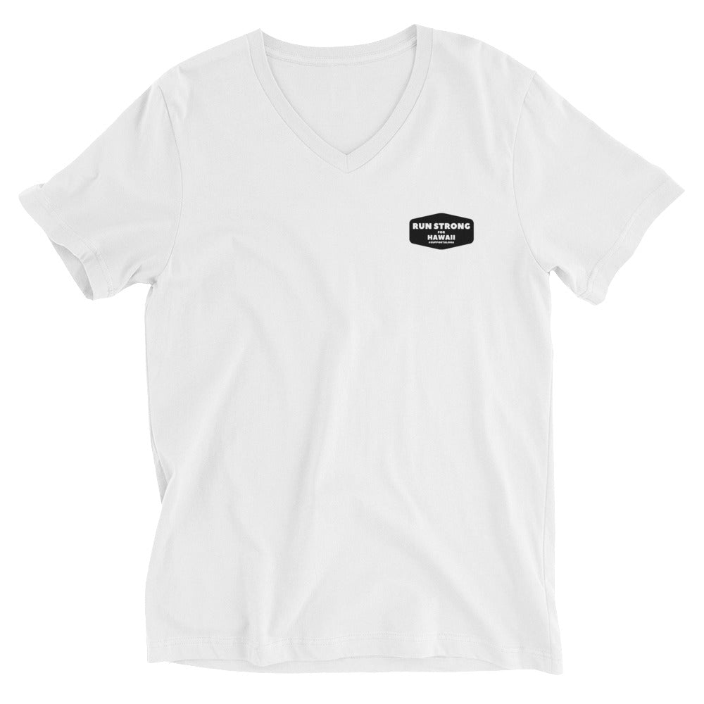 Unisex Short Sleeve V-Neck T-Shirt Aloha Saturday Run Front & Back printing (Logo Black)