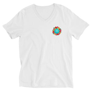 Unisex Short Sleeve V-Neck T-Shirt #SUPPORT ALOHA Series Flower