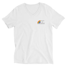 Load image into Gallery viewer, Unisex Short Sleeve V-Neck T-Shirt Hawaii de Poupelle (Rainbow Logo black)
