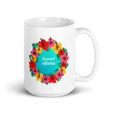 Load image into Gallery viewer, White glossy mug #SUPPORT ALOHA Series Flower
