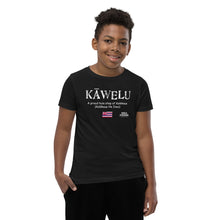 Load image into Gallery viewer, Youth Short Sleeve T-Shirt KAWELU Flag Logo White
