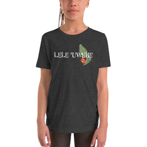 Youth Short Sleeve T-Shirt LELE 'UWEHE Front & Back Printing Logo White