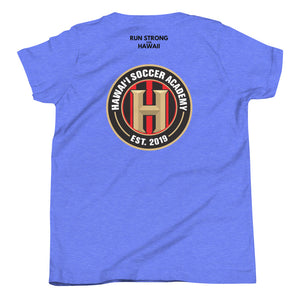 Youth Short Sleeve T-Shirt Hawaii Soccer Academy Front & Back printing (Logo Black)