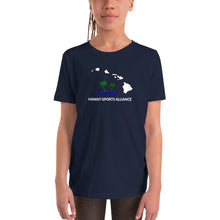 Load image into Gallery viewer, Hawaii Sports Alliance Youth Short Sleeve T-Shirt (White Logo)
